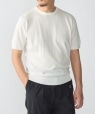 SHIPS:�q�ڐG�⊴�r ICE COTTON �N���[�l�b�N �V���[�g �X���[�u �j�b�g T�V���c �z���C�g