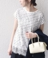 SHIPS Colors:�q��􂢉\�r�t�����W ���[�X ���C���[�h TEE �I�t�z���C�g