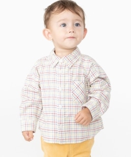 SHIPS KIDS:80�`90cm / �l�� �`�F�b�N �{�^���_�E�� �V���c