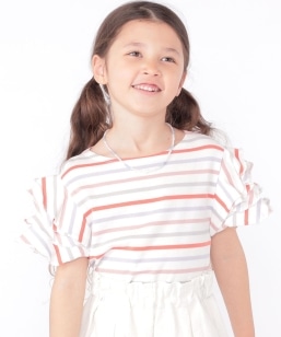 SHIPS KIDS:100�`130cm / �I�[�K�j�b�N �R�b�g�� �t���� �X���[�u TEE