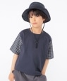 SHIPS KIDS:100�`130cm / �`�F�b�N �ؑ� ���� TEE �l�C�r�[