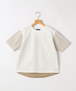 SHIPS KIDS:140�`160cm / �`�F�b�N �ؑ� ���� TEE