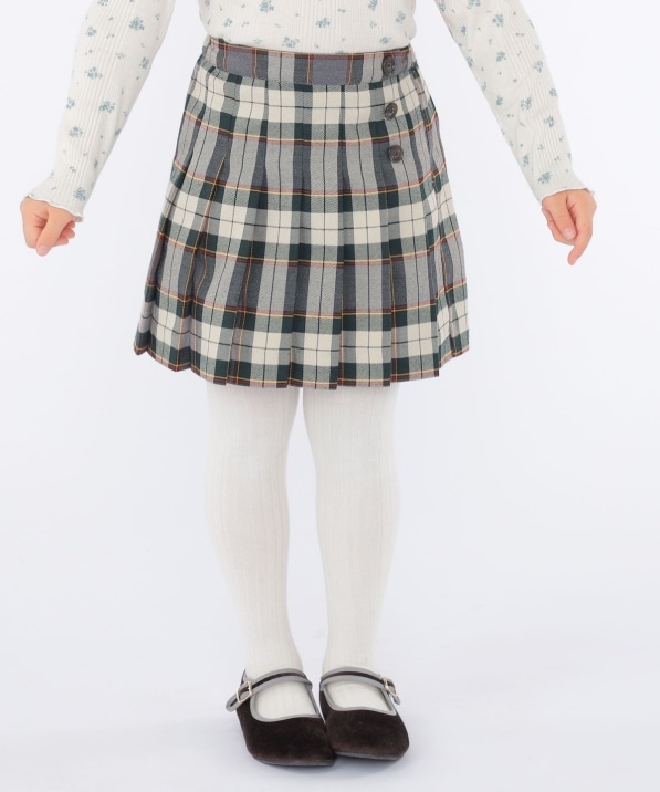 SHIPS KIDS:100�`130cm / �`�F�b�N �v���[�c �X�J�[�g