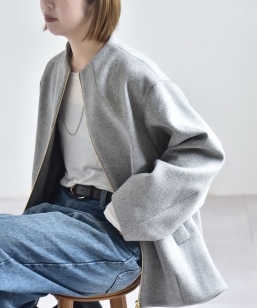 �s�\��tPURE WOOL �{�g���l�b�N �R�N�[�� �W�b�v �~�f�B �R�[�g