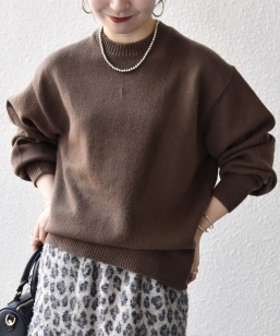 SHIPS any: French Merino �E�[�� �N���[�l�b�N �j�b�g��